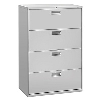 HON Brigade 600 Series Lateral File, 4 Legal/Letter-Size File Drawers, Light Gray, 36