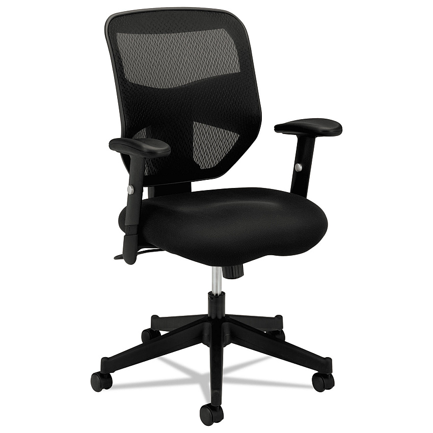 HON VL531 Mesh High-Back Task Chair with Adjustable Arms, Supports Up to 250 lb, 18" to 22" Seat Height, Black (VL531MM10)