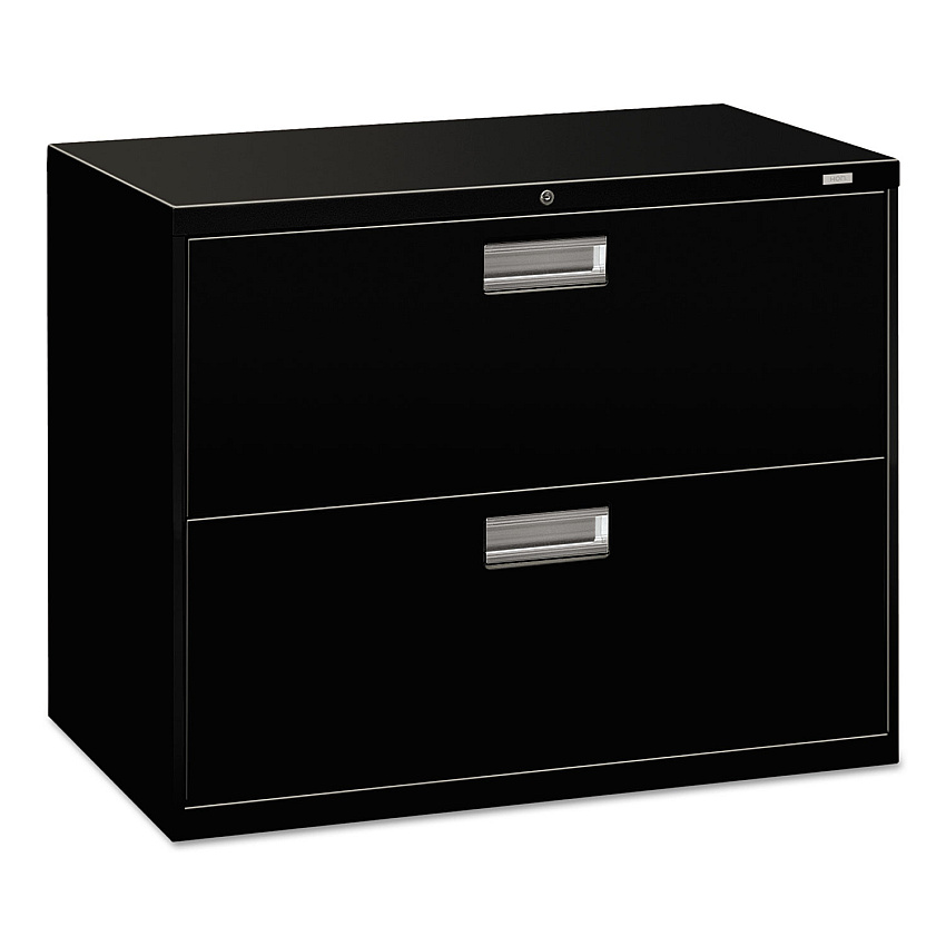 HON Brigade 600 Series Lateral File, 2 Legal/Letter-Size File Drawers, Black, 36" x 18" x 28" (682LP)