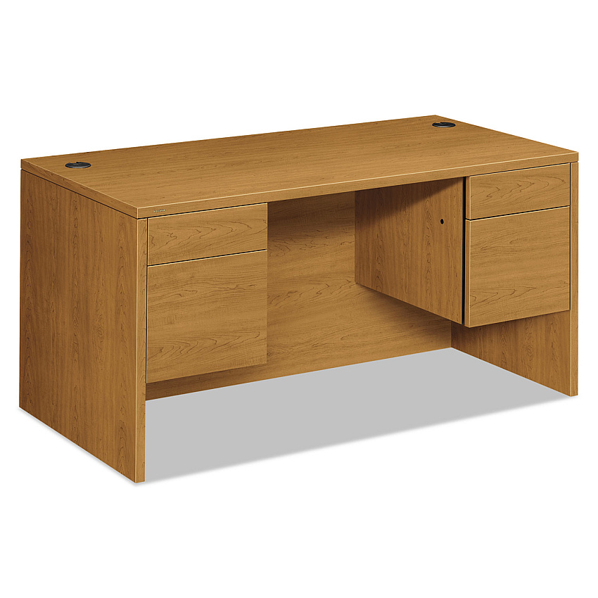 HON 10500 Series Double 3/4-Height Pedestal Desk, Left and Right: Box/File, 60" x 30" x 29.5", Harvest (10573CC)