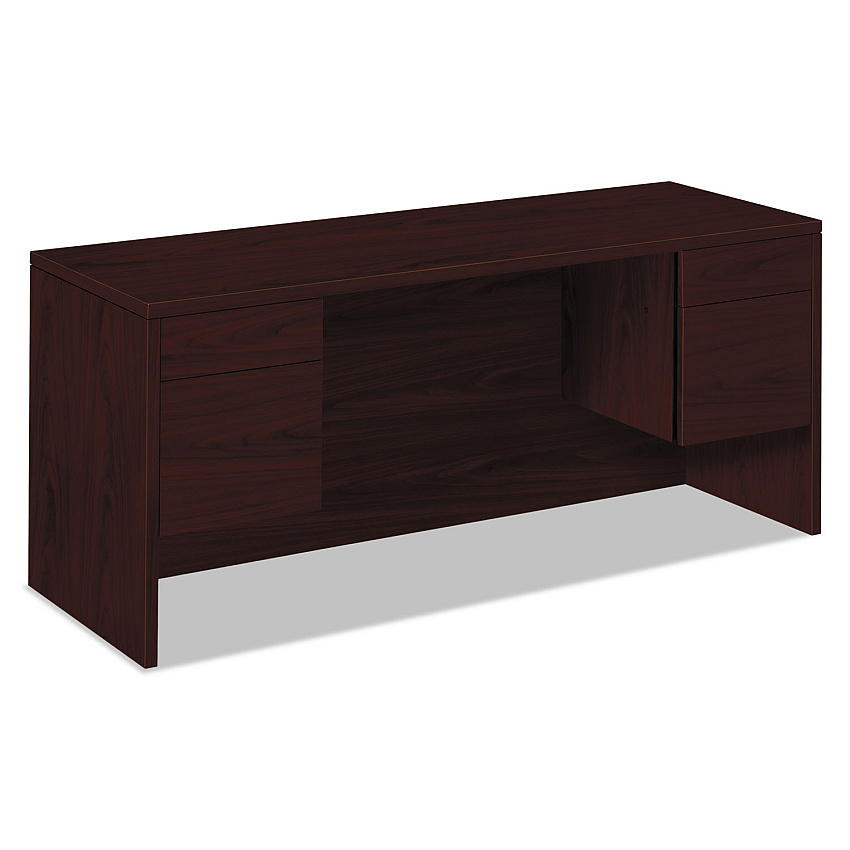 HON 10500 Series Kneespace Credenza With 3/4-Height Pedestals, 60w x 24d x 29.5h, Mahogany 29.5" Height x 60" Width x 24" Depth - 4 x Box, File Drawer(s) - Flat Edge - Finish: Mahogany (10565NN)