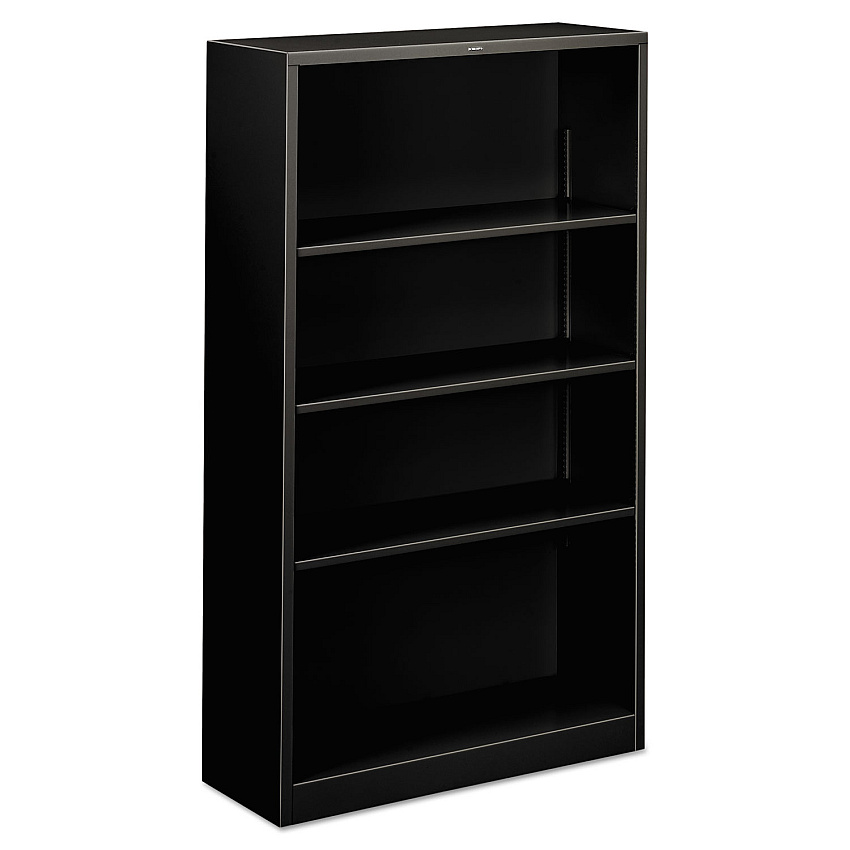 HON Metal Bookcase, Four-Shelf, 34.5w x 12.63d x 59h, Black (S60ABCP)