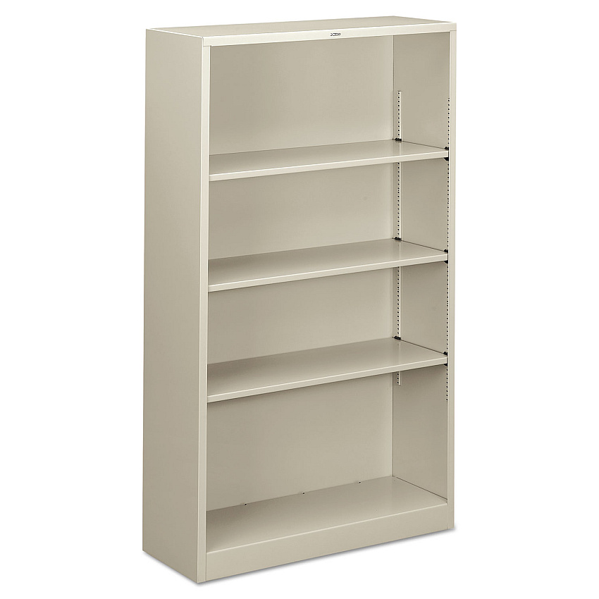HON Metal Bookcase, Four-Shelf, 34.5w x 12.63d x 59h, Light Gray (S60ABCQ)