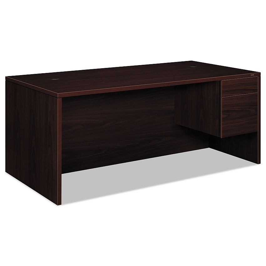 HON 10500 Series "L" Workstation Right Pedestal Desk with 3/4 Height Pedestal, 72" x 36" x 29.5", Mahogany (10585RNN)