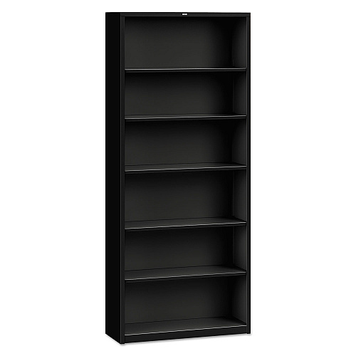 HON Metal Bookcase, Six-Shelf, 34.5w x 12.63d x 81.13h, Black (S82ABCP)