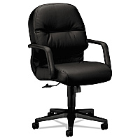 HON Pillow-Soft 2090 Series Leather Managerial Mid-Back Swivel/Tilt Chair, Supports 300 lb, 16.75
