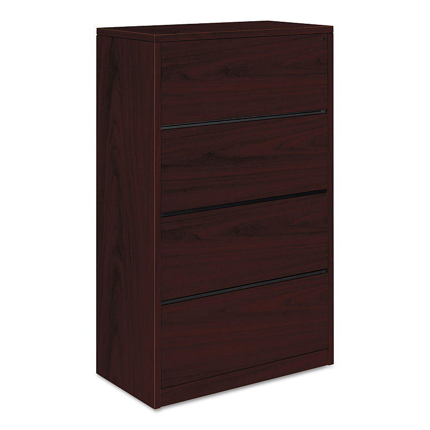 HON 10500 Series Lateral File, 4 Legal/Letter-Size File Drawers, Mahogany, 36" x 20" x 59.13" 59.1" Height x 36" Width x 20" Depth - 4 - Flat Edge - Material: Laminate - Finish: Mahogany (10516NN)
