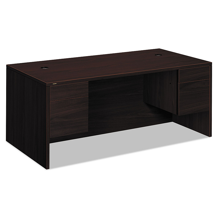 HON 10500 Series Double 3/4-Height Pedestal Desk, Left and Right: Box/File, 72" x 36" x 29.5", Mahogany 29.5" Height x 72" Width x 36" Depth - 4 x Box, File Drawer(s) - Double Pedestal - Flat Edge - Finish: Mahogany (10593NN)