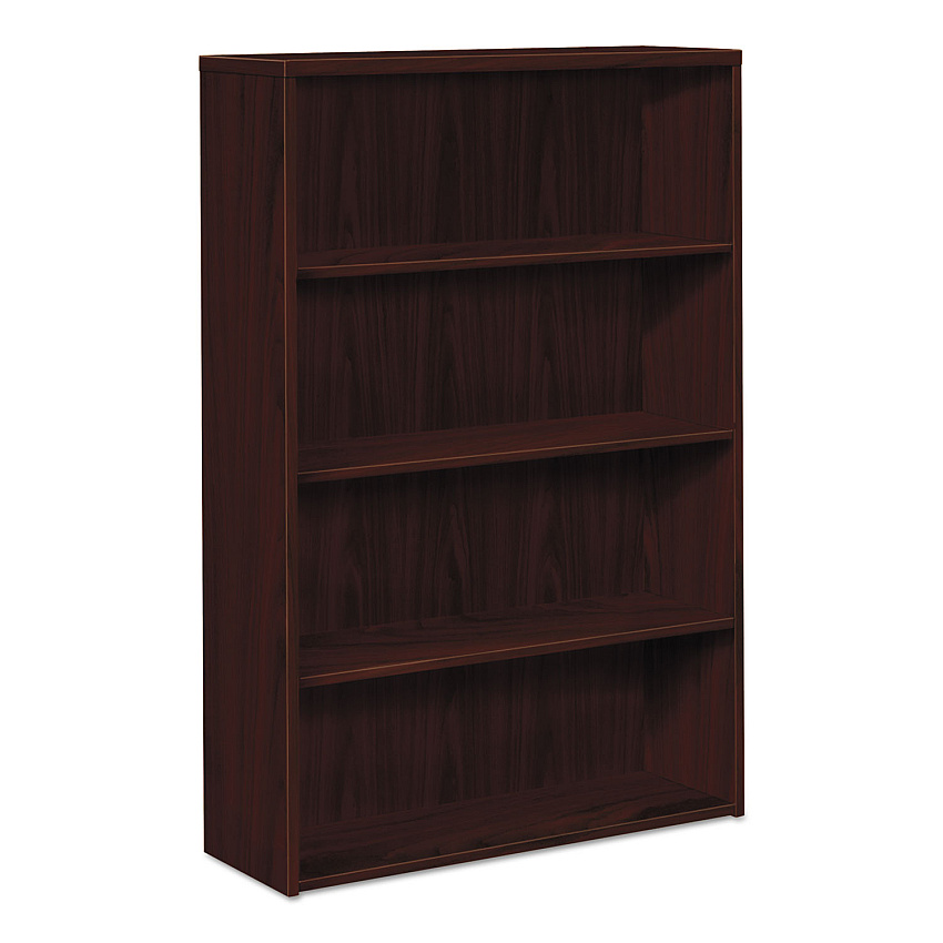 HON 10500 Series Laminate Bookcase, Four-Shelf, 36w x 13.13d x 57.13h, Mahogany 58" Height x 36" Width x 13.2" Length - 4 Shelve(s) - Material: Wood - Finish: Mahogany, Laminate - Scratch Resistant, Spill Resistant, Wear Resistant, Leveling Gli (105534NN)