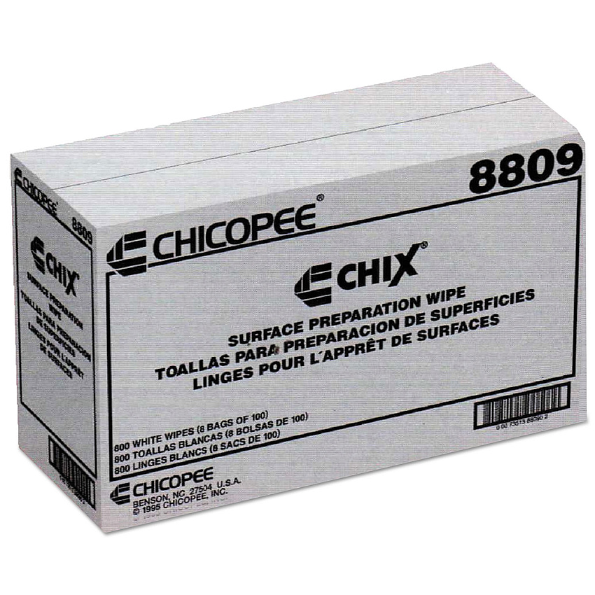 Chix Surface Prep Wipes, 1-Ply, 13 x 21, Unscented, White, 100/Bag, 8 Bags/Carton (8809)