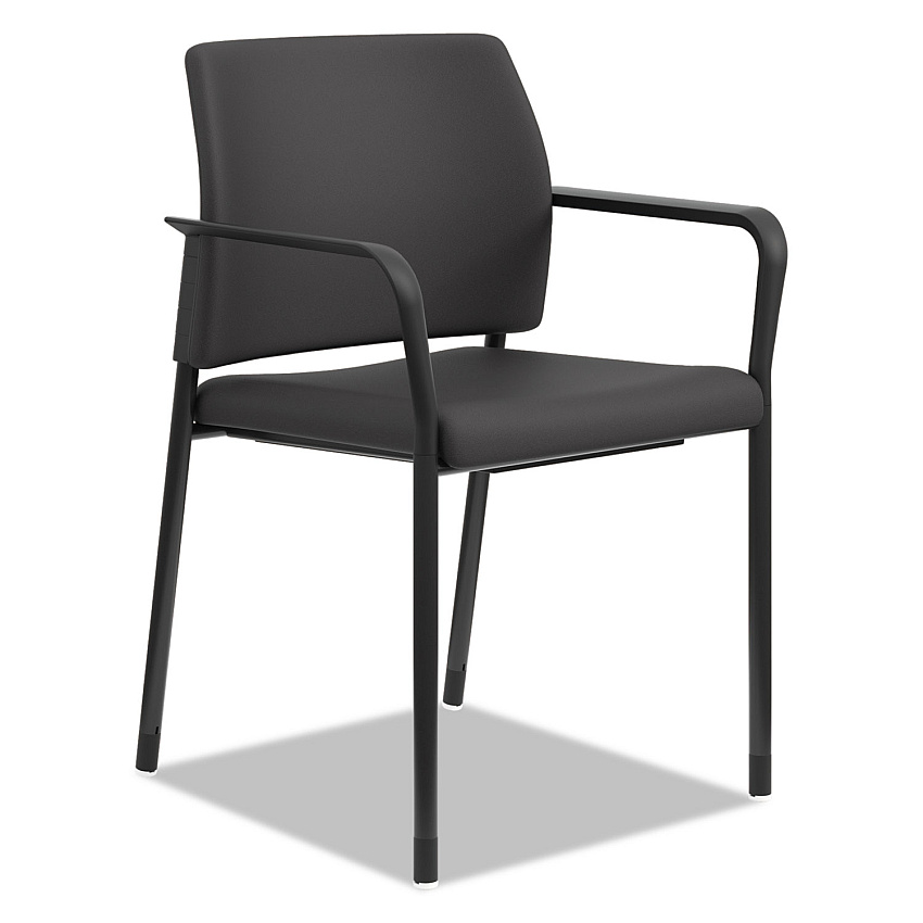 HON Accommodate Series Guest Chair with Arms, Fabric Upholstery, 23.25" x 22.25" x 32", Black Seat/Back, Charblack Legs, 2/Carton (SGS6FBC10C)