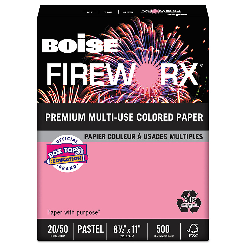 Boise FIREWORX Premium Multi-Use Paper, 20lb, 8.5 x 11, Cherry Charge, 500/Ream (MP2201CHE)