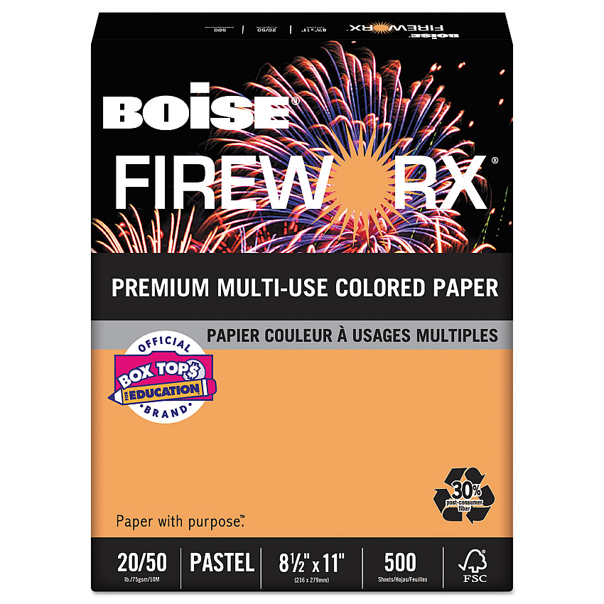 Boise FIREWORX Premium Multi-Use Colored Paper, 20lb, 8.5 x 11, Pumpkin Glow, 500/Ream (MP2201PKN)