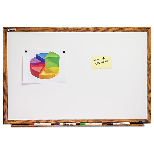 AbilityOne 7110013347080, SKILCRAFT Magnetic Porcelain Dry Erase Board, 48 x 36, White Surface, Light Brown Oak Frame