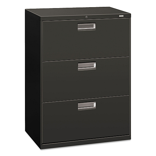 HON Brigade 600 Series Lateral File, 3 Legal/Letter-Size File Drawers, Charcoal, 30" x 18" x 39.13" (673LS)