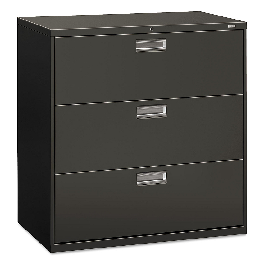 HON Brigade 600 Series Lateral File, 3 Legal/Letter-Size File Drawers, Charcoal, 42" x 18" x 39.13" (693LS)