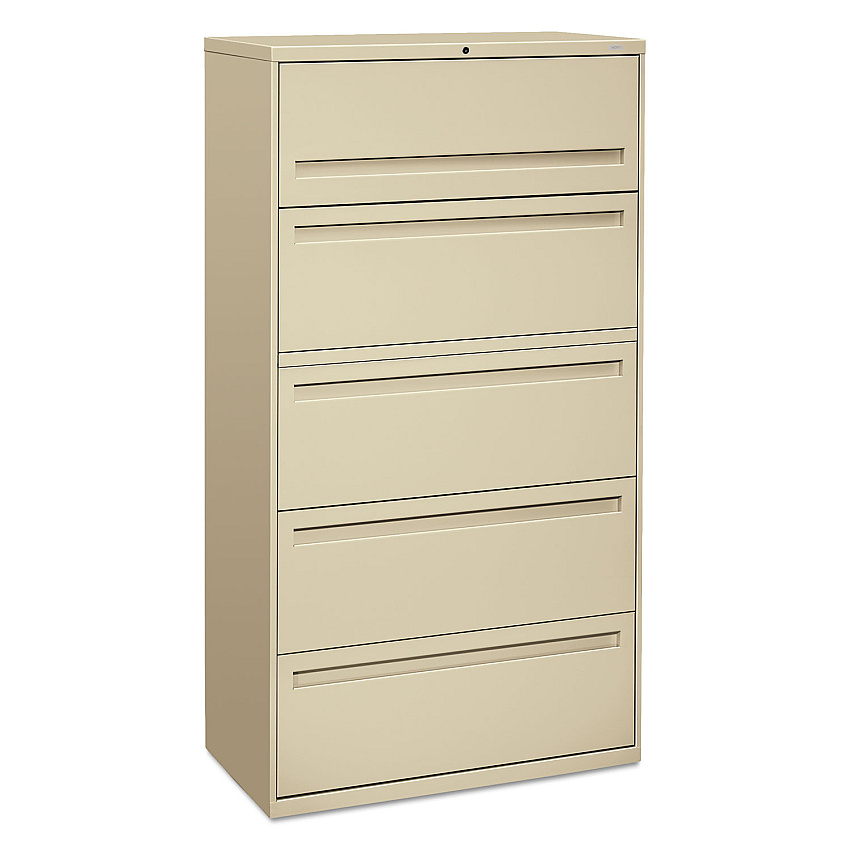 HON Brigade 700 Series Lateral File, 4 Legal/Letter-Size File Drawers, 1 File Shelf, 1 Post Shelf, Putty, 36" x 18" x 64.25" (785LL)