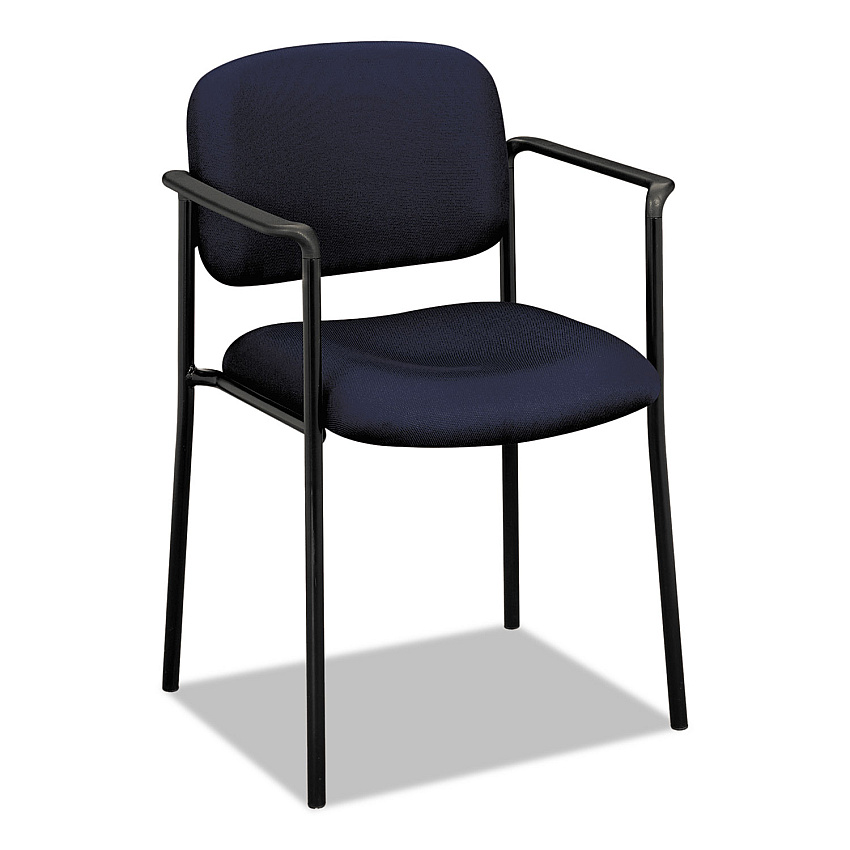 HON VL616 Stacking Guest Chair with Arms, Fabric Upholstery, 23.25" x 21" x 32.75", Navy Seat, Navy Back, Black Base (VL616VA90)