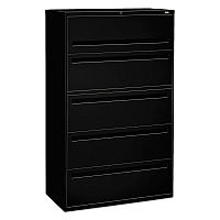 HON Brigade 700 Series Lateral File, 4 Legal/Letter-Size File Drawers, 1 File Shelf, 1 Post Shelf, Black, 42" x 18" x 64.25" (795LP)