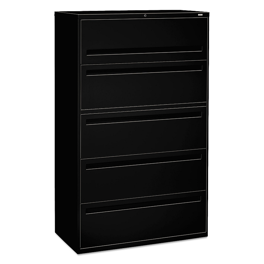 HON Brigade 700 Series Lateral File, 4 Legal/Letter-Size File Drawers, 1 File Shelf, 1 Post Shelf, Black, 42" x 18" x 64.25" (795LP)