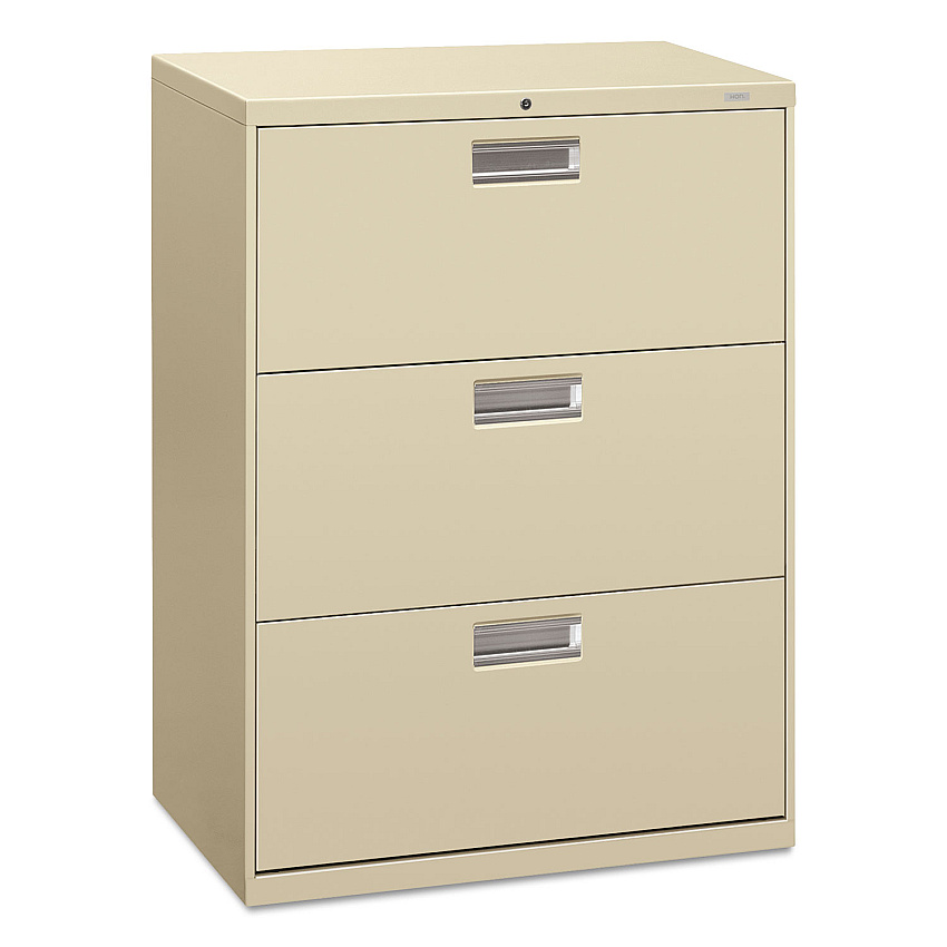 HON Brigade 600 Series Lateral File, 3 Legal/Letter-Size File Drawers, Putty, 30" x 18" x 39.13" (673LL)