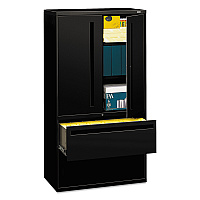HON Brigade 700 Series Lateral File, Three-Shelf Enclosed Storage, 2 Legal/Letter-Size File Drawers, Black, 36