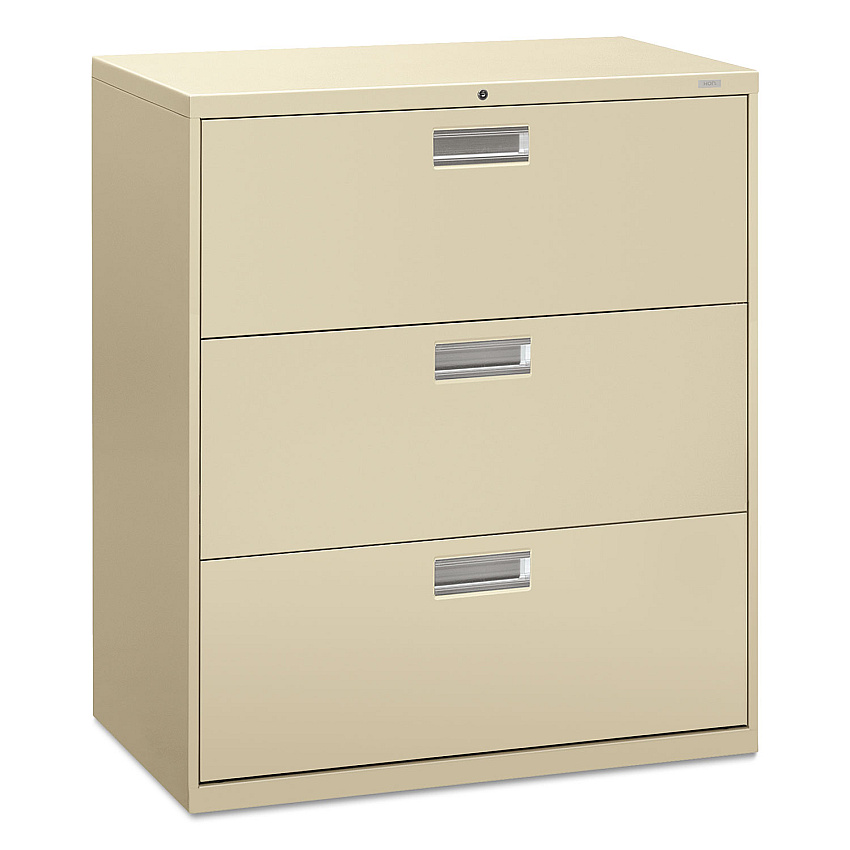 HON Brigade 600 Series Lateral File, 3 Legal/Letter-Size File Drawers, Putty, 36" x 18" x 39.13" (683LL)