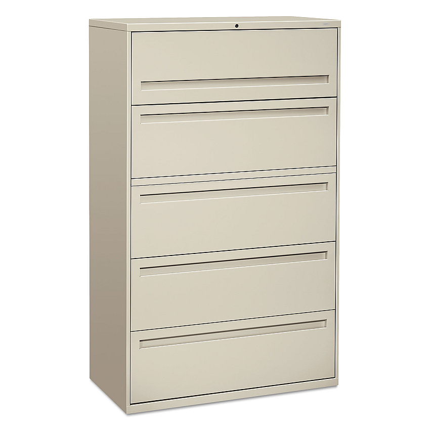 HON Brigade 700 Series Lateral File, 4 Legal/Letter-Size File Drawers, 1 File Shelf, 1 Post Shelf, Light Gray, 42" x 18" x 64.25" (795LQ)