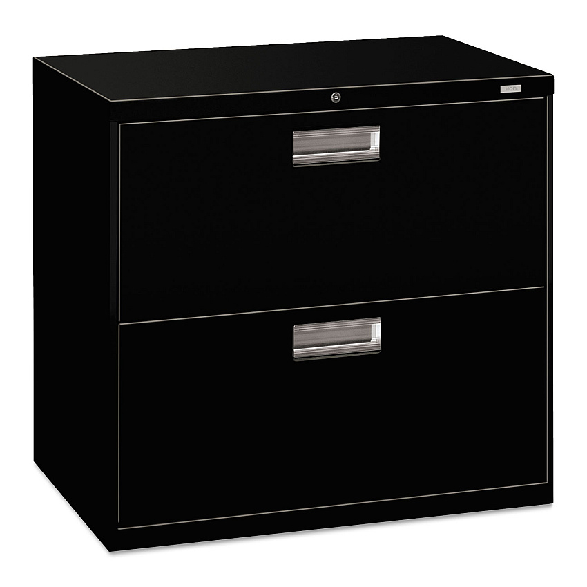 HON Brigade 600 Series Lateral File, 2 Legal/Letter-Size File Drawers, Black, 30" x 18" x 28" (672LP)