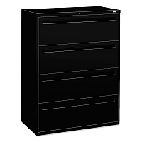 HON Brigade 700 Series Lateral File, 4 Legal/Letter-Size File Drawers, Black, 42" x 18" x 52.5" (794LP)