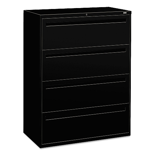 HON Brigade 700 Series Lateral File, 4 Legal/Letter-Size File Drawers, Black, 42" x 18" x 52.5" (794LP)