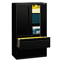 HON Brigade 700 Series Lateral File, Three-Shelf Enclosed Storage, 2 Legal/Letter-Size File Drawers, Black, 42