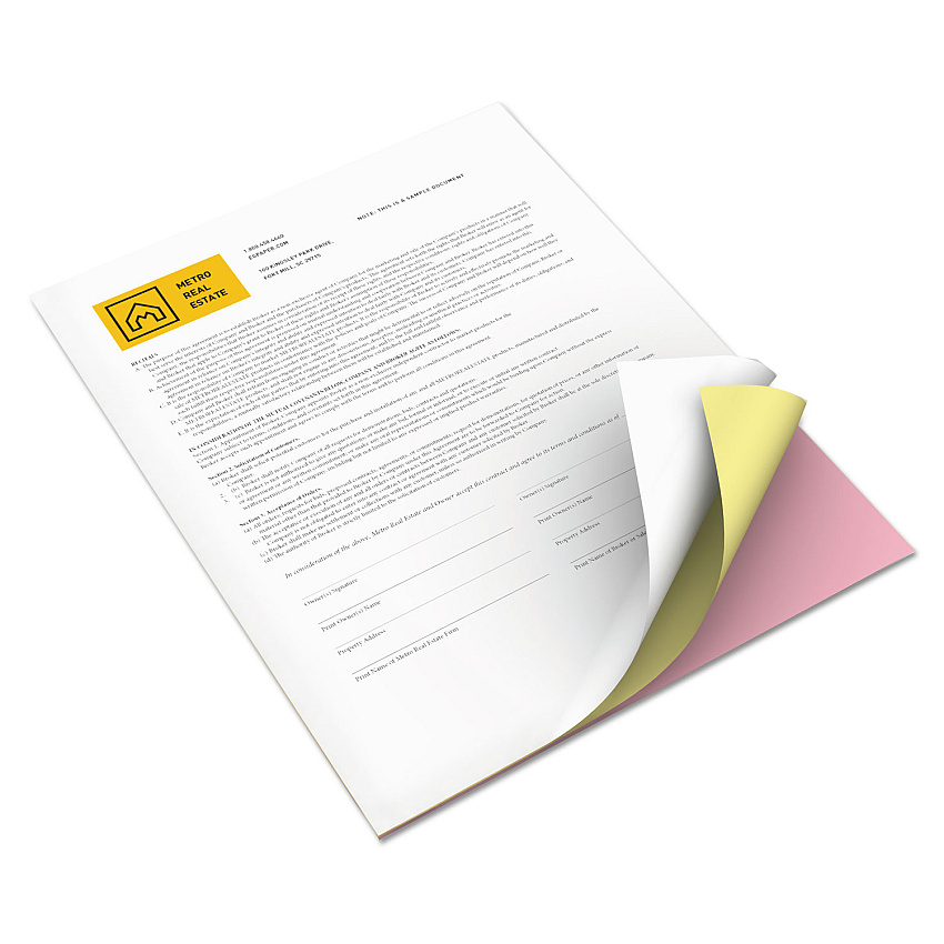 Xerox Vitality Multipurpose Carbonless 3-Part Paper, 8.5 x 11, Pink/Canary/White, 5,010/Carton (3R12854)