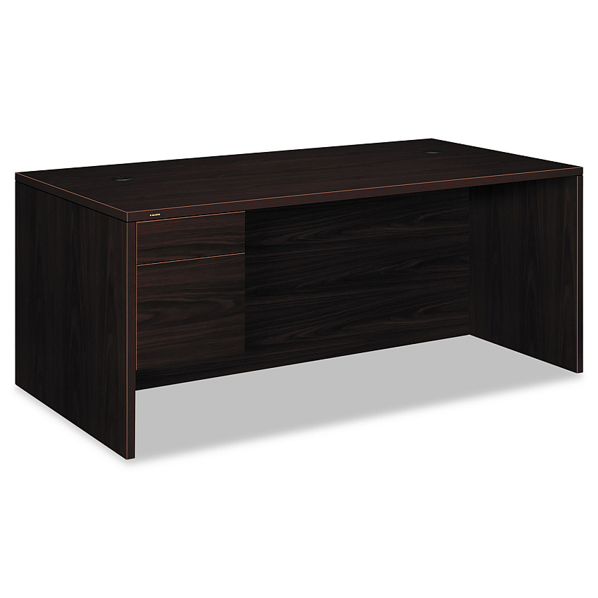 HON 10500 Series "L" Workstation Single Pedestal Desk with 3/4 Height Pedestal, 72" x 36" x 29.5", Mahogany 29.5" Height x 72" Width x 36" Depth - 2 x Box, File Drawer(s)Left Side - Flat Edge (10586LNN)