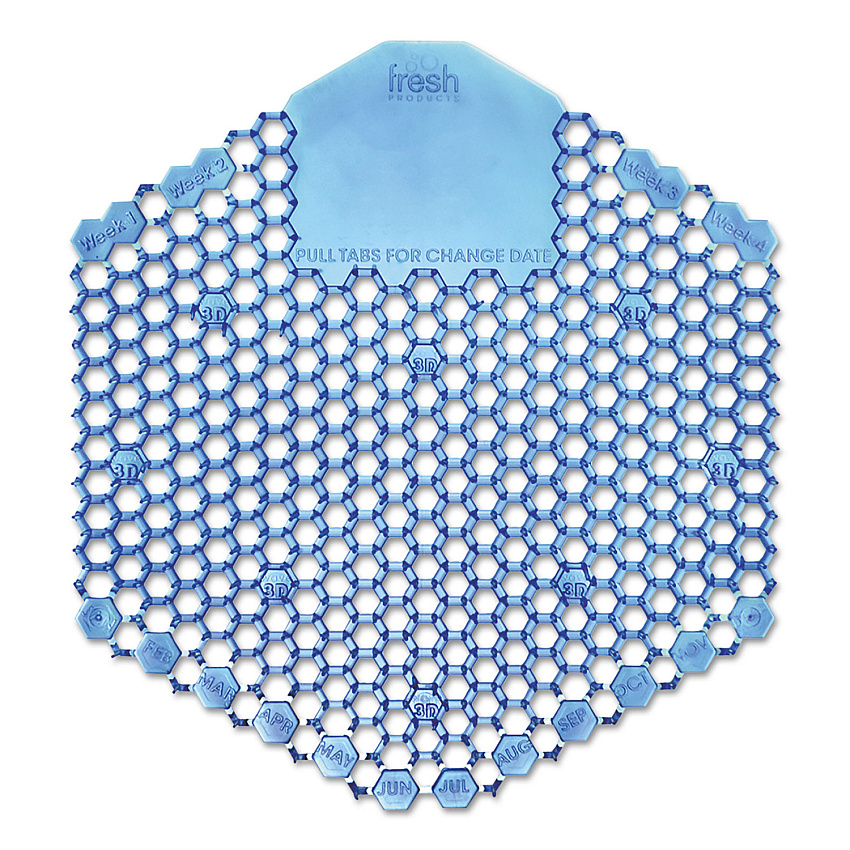 Fresh Products Wave 3D Urinal Deodorizer Screen, Cotton Blossom Scent, Blue, 10/Box (3WDS60CBLBX)