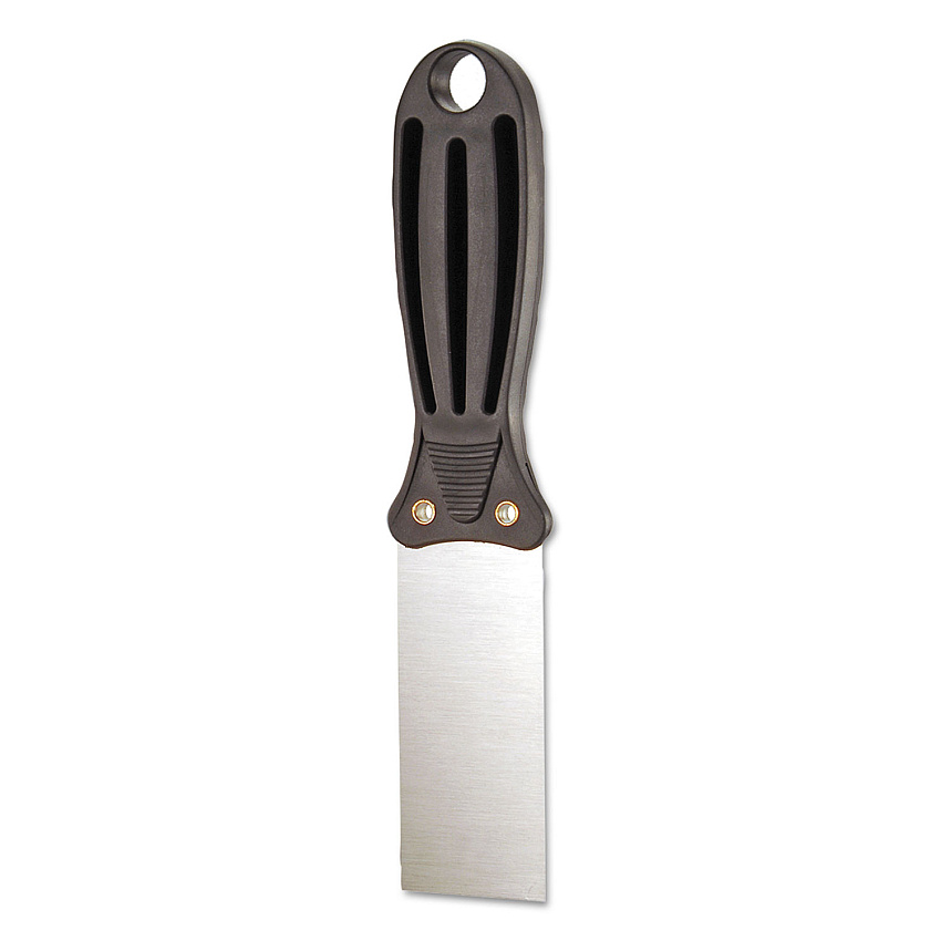TOLCO Putty Knife, 1.5" Wide, Carbon Steel Blade, Flexible Handle, Black/Silver, 24/Carton (280106)