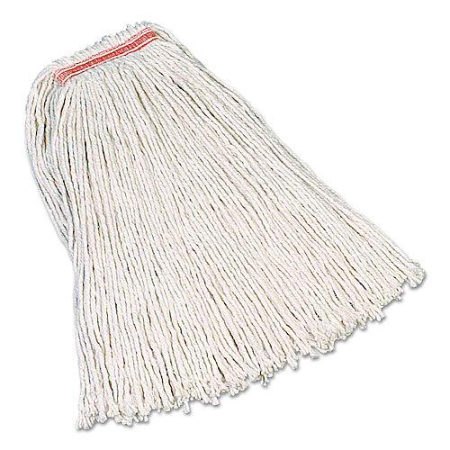 Premium Cut-end Cotton Mop, White, 32 Oz, 1" Orange Headband, 12/carton