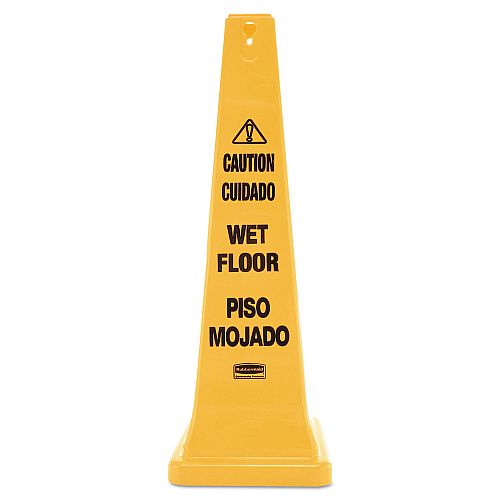 Rubbermaid Commercial Multilingual Wet Floor Safety Cone, 12.25 x 12.25 x 36 (627677)