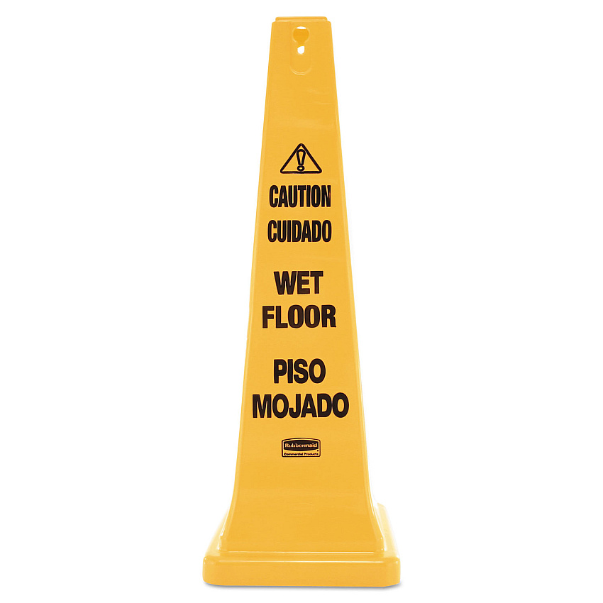 Rubbermaid Commercial Multilingual Wet Floor Safety Cone, 12.25 x 12.25 x 36 (627677)