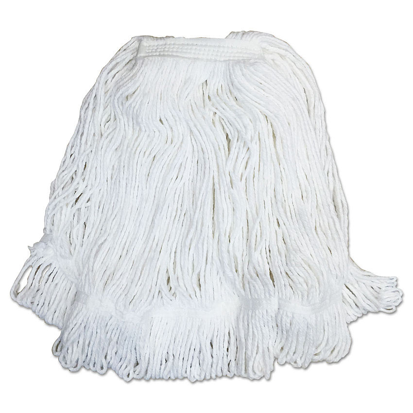 Boardwalk&reg; Pro Loop Web/Tailband Mop Head, Rayon, #32, White, 12 Mops (BWK4032R)