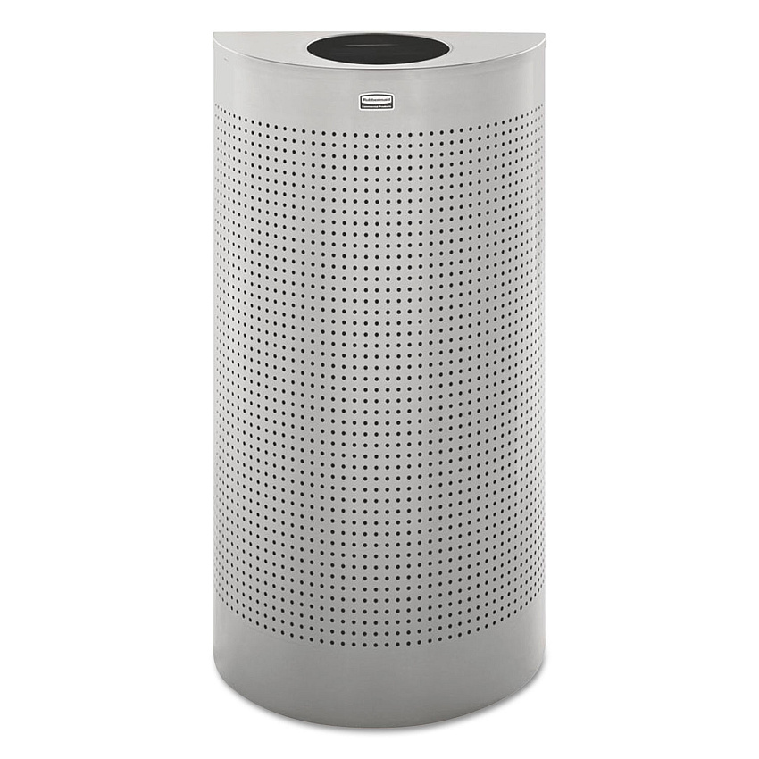Rubbermaid Commercial Designer Line Silhouettes Waste Receptacle, 12 gal, Steel, Silver Metallic (SH12EPLSM)