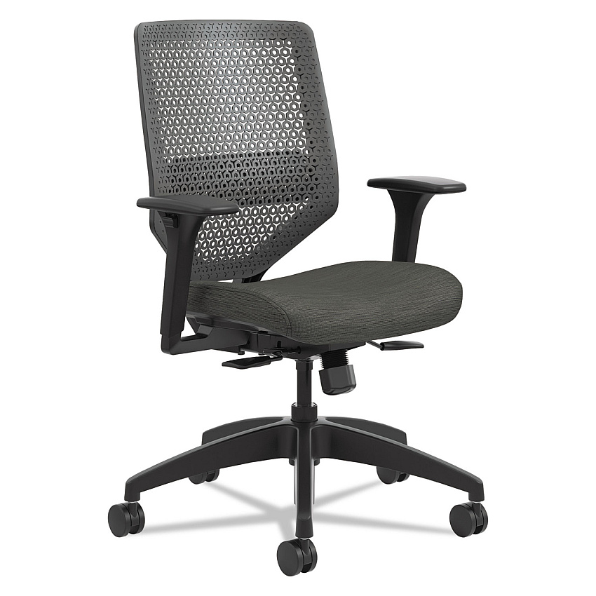 HON Solve Series ReActiv Back Task Chair, Supports Up to 300 lb, 18" to 23" Seat Height, Ink Seat, Charcoal Back, Black Base (SVR1ACLC10TK)