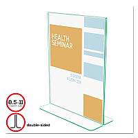 Deflecto Superior Image Premium Green Edge Sign Holders, 8.5 x 11 Insert, Clear/Green (5991790)