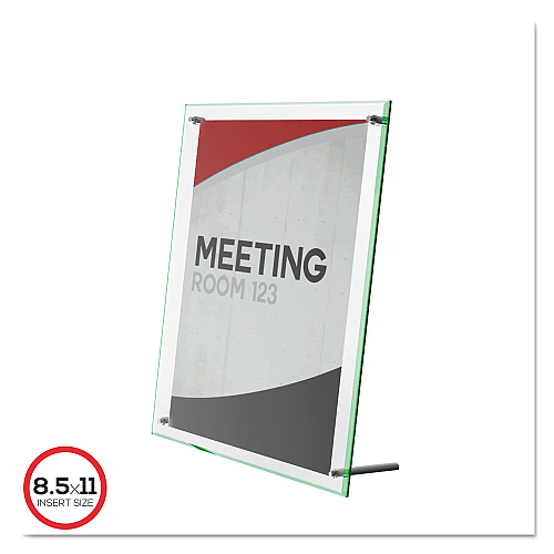 Deflecto Superior Image Beveled Edge Sign Holder, Letter Insert, Clear/Green-Tinted Edges (799693)