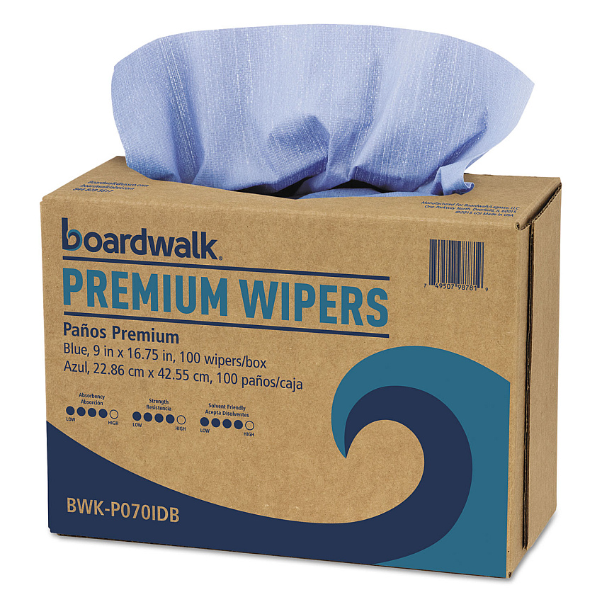 Boardwalk&reg; Hydrospun Wipers, Blue, 9 x 16 3/4, 1000/Carton (BWKP070IDB)