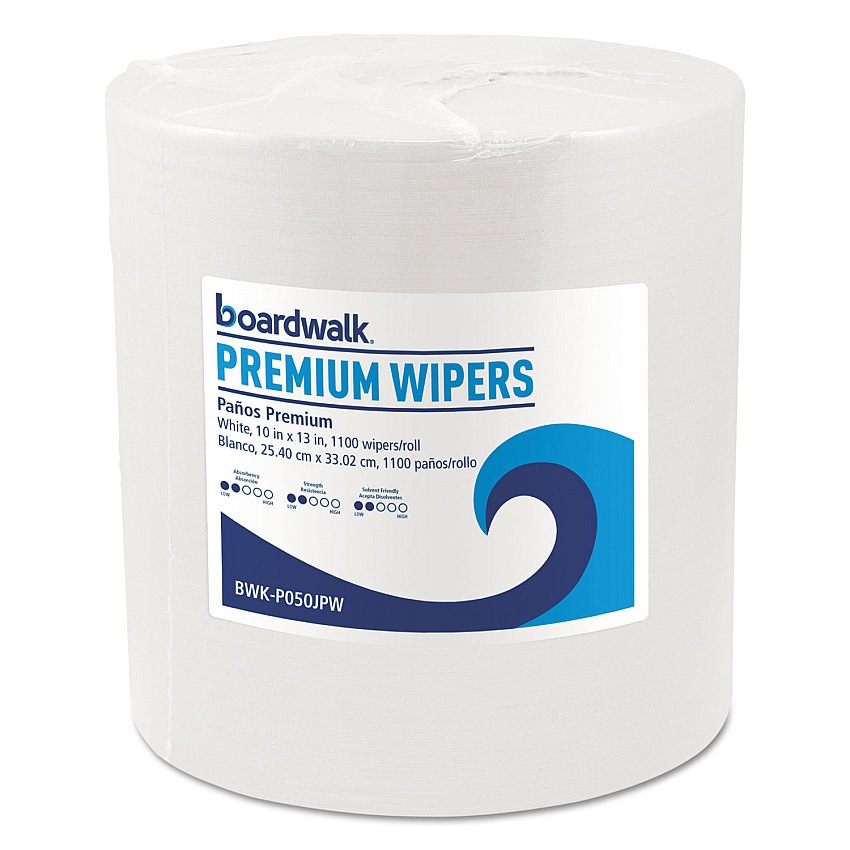 Boardwalk&reg; Hydrospun Wipers, White, 11 x 13, 1100/Roll (BWKP050JPW)