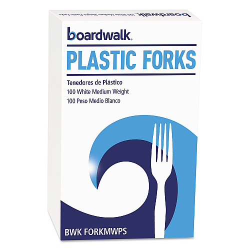 Boardwalk&reg; Full Length 6.125" Polystyrene Forks, White, 100 Forks (BWKFORKMWPSBX)
