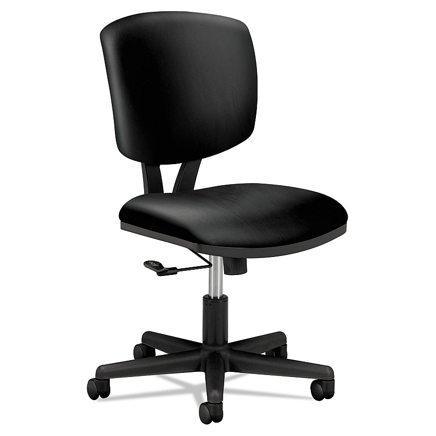 HON Volt Series Leather Task Chair, Supports Up to 250 lb, 18" to 22.25" Seat Height, Black (5701SB11T)