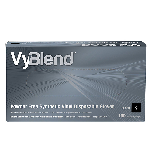 Vyblend Synthetic Vinyl Powder Free 4.5 Mil Gloves Black Sm, Case Of 1000 (GL-VN104BKFS)
