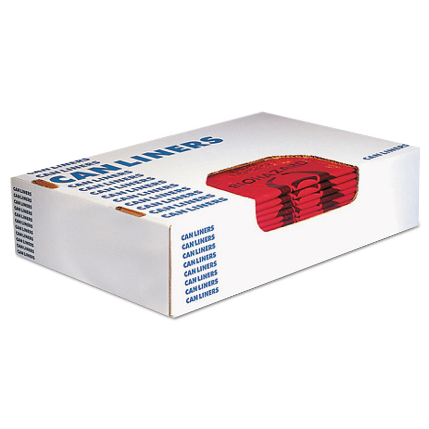Heritage Healthcare Biohazard Printed Can Liners, Biohazard Infectious Waste, 10 gal, 1.3 mil, 24" x 23", Red, Flat Pack, 500/Carton (A4823PR)